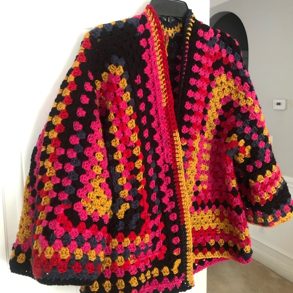 Handmade Sweaters - New: Handmade Crochet Hexagon Granny Open Sweater Cardigan. Size Medium